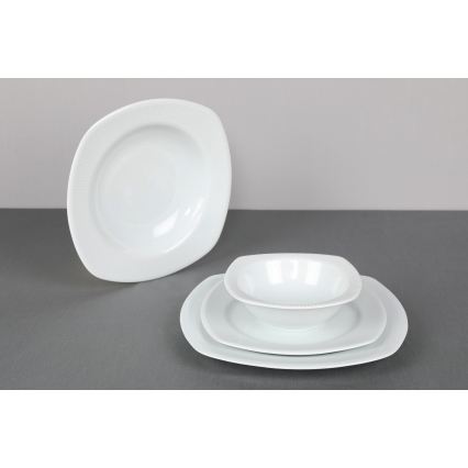 Service de table 24 pièces en porcelaine blanche