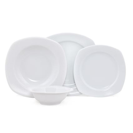 Service de table 24 pièces en porcelaine blanche