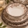 Service de table 24 pièces en porcelaine blanche/marron