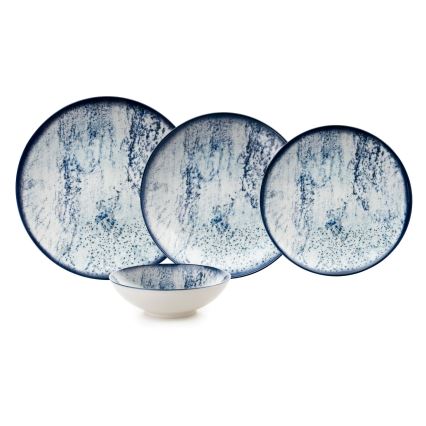 Service de table 24 pièces en porcelaine, bleu