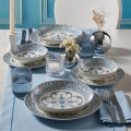 Service de table 24 pièces en porcelaine, bleu