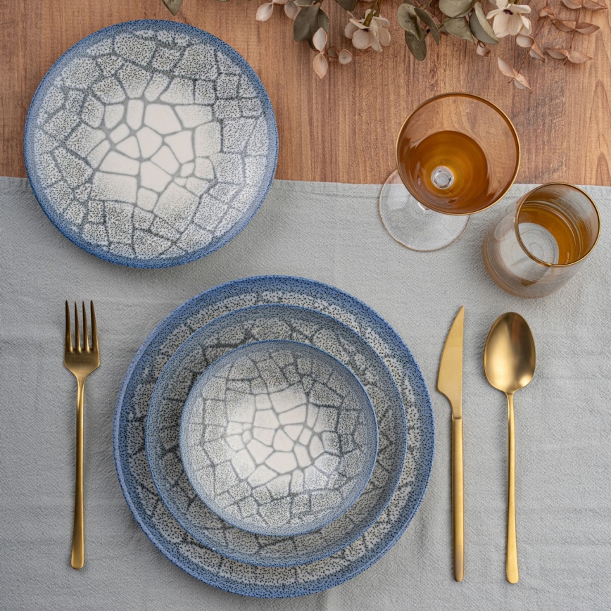 Service de table 24 pièces en porcelaine bleue