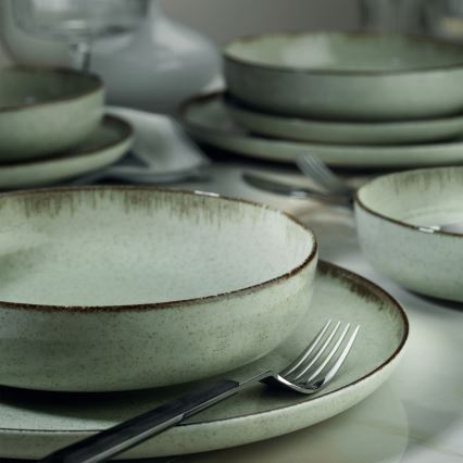 Service de table 24 pièces en porcelaine, vert