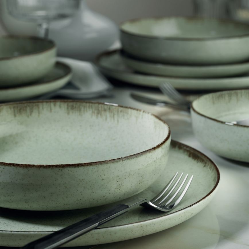 Service de table 24 pièces en porcelaine, vert