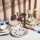 Service de table 24 pièces en porcelaine — blanc, bleu et rouge