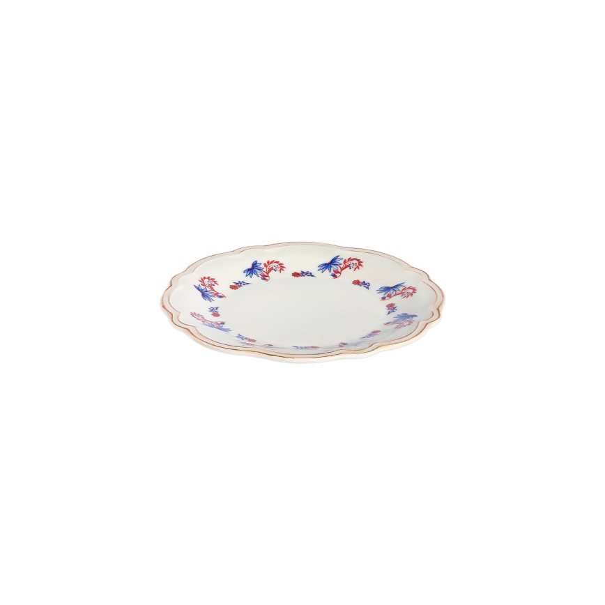 Service de table 24 pièces en porcelaine — blanc, bleu et rouge