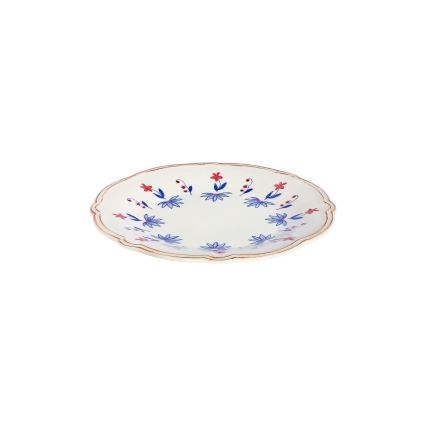 Service de table 24 pièces en porcelaine — blanc, bleu et rouge