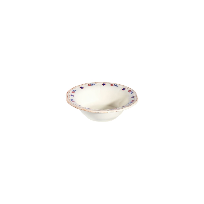 Service de table 24 pièces en porcelaine — blanc, bleu et rouge