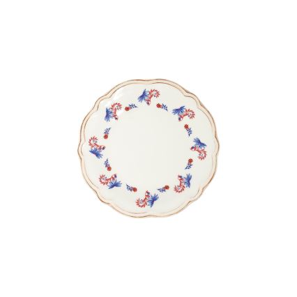 Service de table 24 pièces en porcelaine — blanc, bleu et rouge