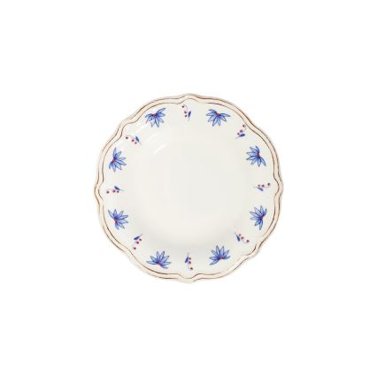 Service de table 24 pièces en porcelaine — blanc, bleu et rouge