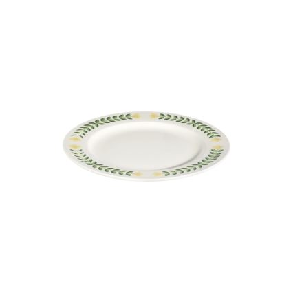Service de table 24 pièces en porcelaine — blanc, vert et jaune