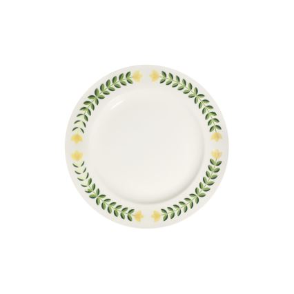 Service de table 24 pièces en porcelaine — blanc, vert et jaune