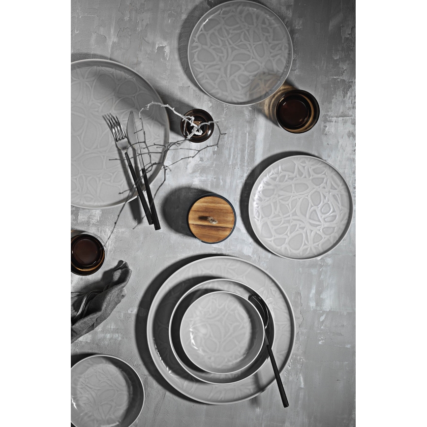 Service de table 24 pièces gris/porcelaine