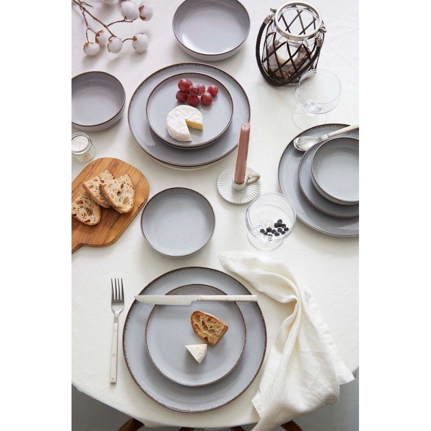 Service de table 24 pièces gris/porcelaine