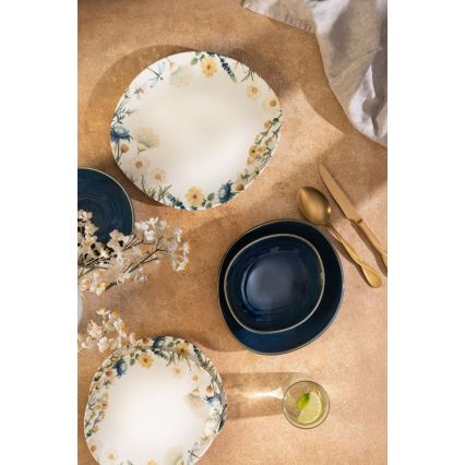 Service de table 24 pièces multicolore/bleu/porcelaine