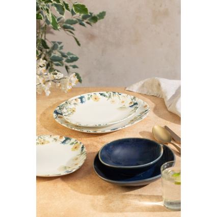 Service de table 24 pièces multicolore/bleu/porcelaine