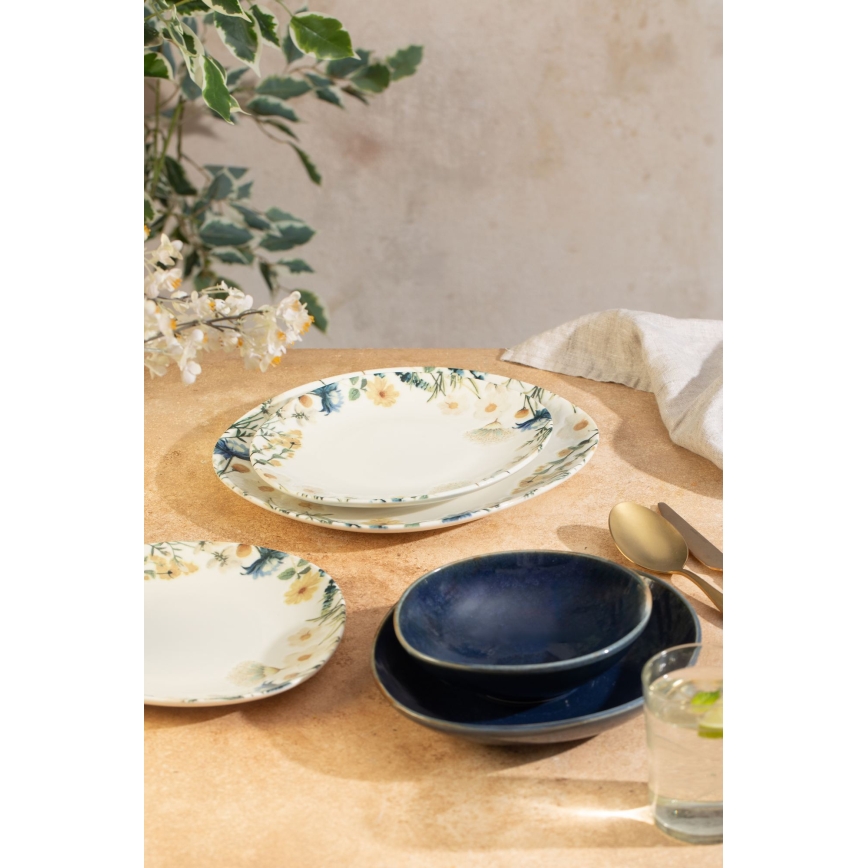 Service de table 24 pièces multicolore/bleu/porcelaine
