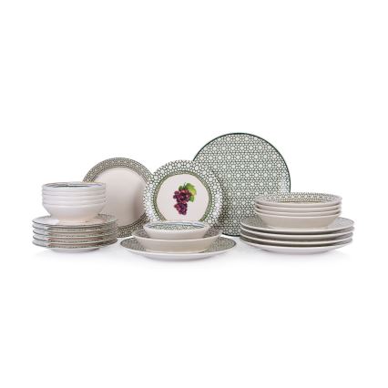 Service de table 24 pièces multicolore en céramique