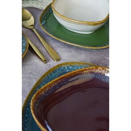 Service de table 24 pièces multicolore en grès