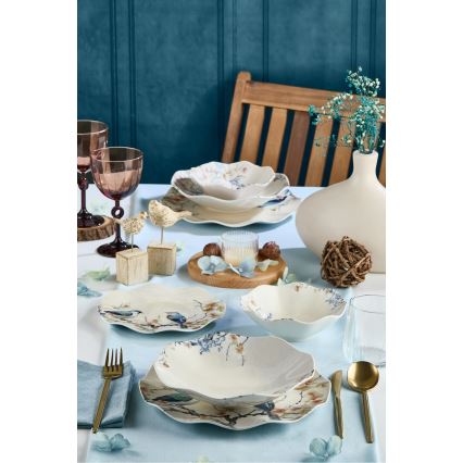 Service de table 24 pièces multicolore en porcelaine