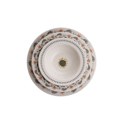 Service de table 24 pièces multicolore en porcelaine