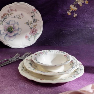 Service de table 24 pièces multicolore en porcelaine