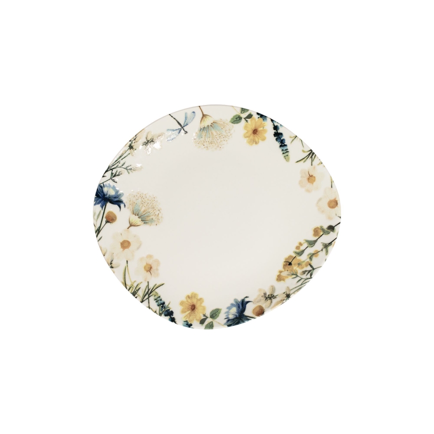 Service de table 24 pièces, multicolore/marron, en porcelaine