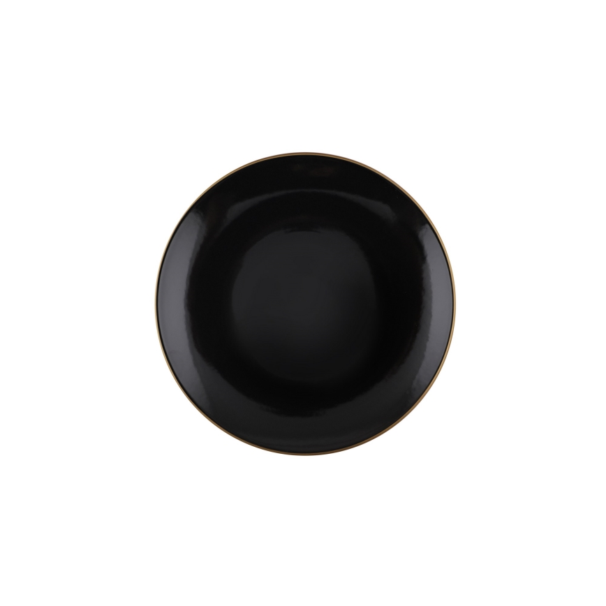 Service de table 24 pièces noir/doré/en grès