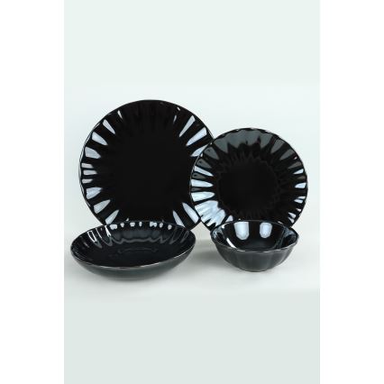 Service de table 24 pièces noir en grès