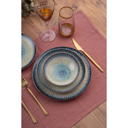 Service de table 24 pièces, porcelaine bleue
