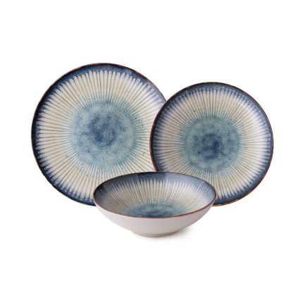 Service de table 24 pièces, porcelaine bleue