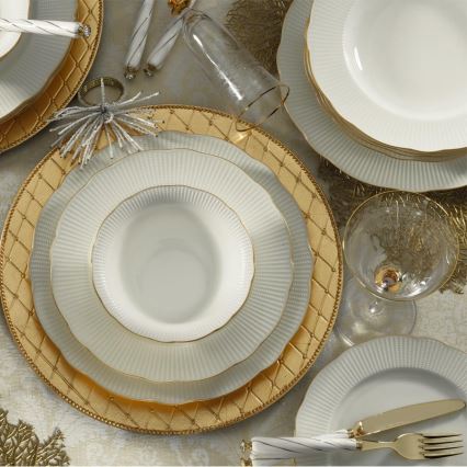 Service de table 26 pièces blanc/doré/porcelaine