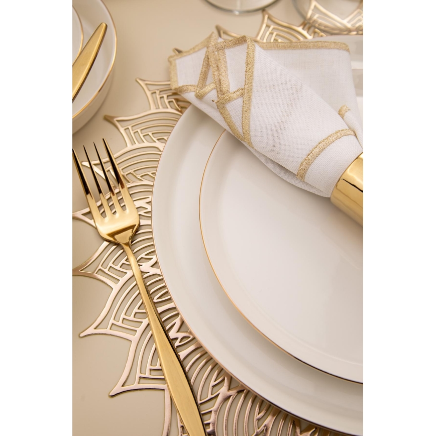 Service de table 26 pièces blanc/or/porcelaine