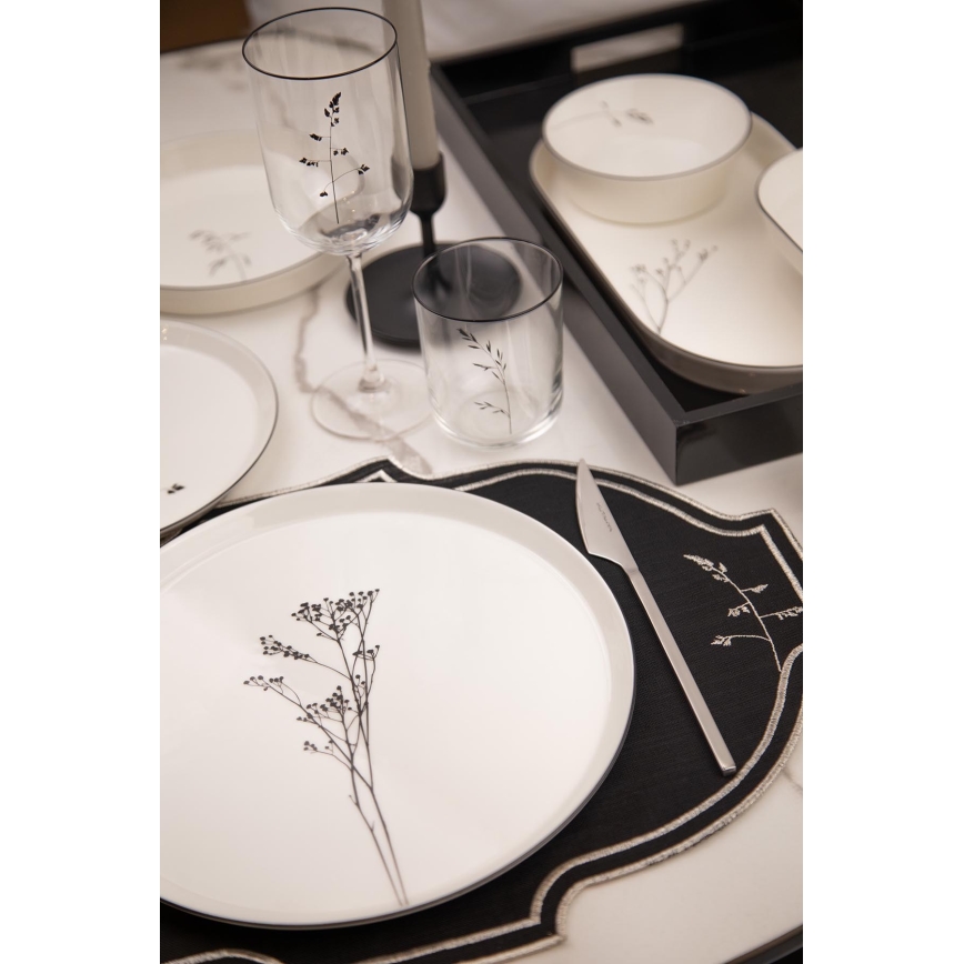 Service de table 27 pièces, blanc/noir, porcelaine