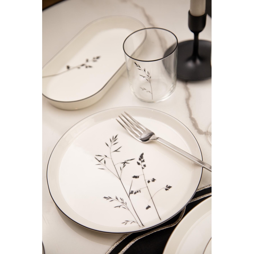 Service de table 27 pièces, blanc/noir, porcelaine