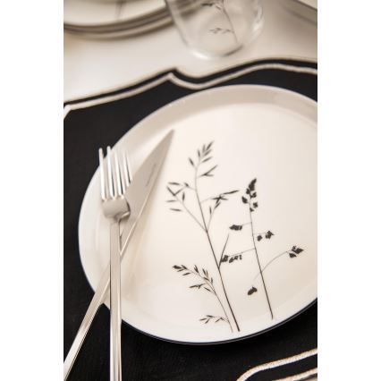 Service de table 27 pièces, blanc/noir, porcelaine