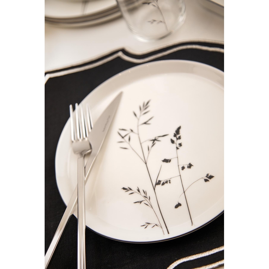 Service de table 27 pièces, blanc/noir, porcelaine