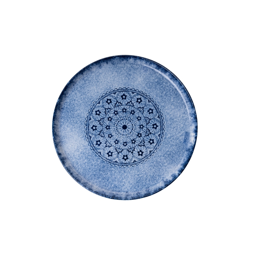 Service de table 27 pièces, bleu, en porcelaine