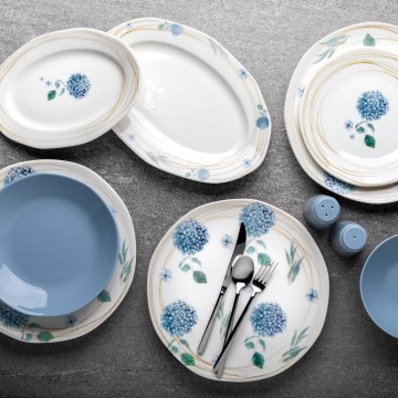 Service de table 29 pièces blanc/bleu/porcelaine