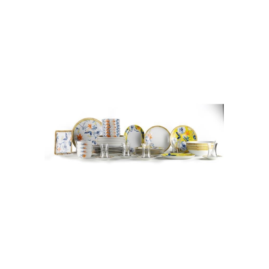 Service de table 50 pièces multicolore/porcelaine