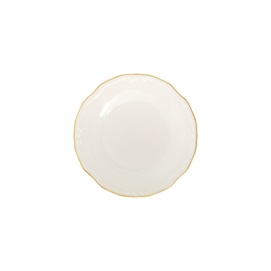 Service de table 53 pièces en porcelaine, blanc et doré