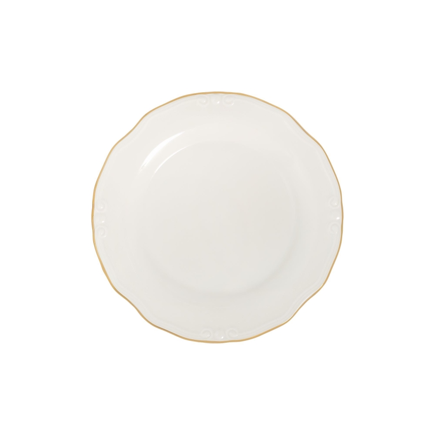 Service de table 53 pièces en porcelaine, blanc et doré