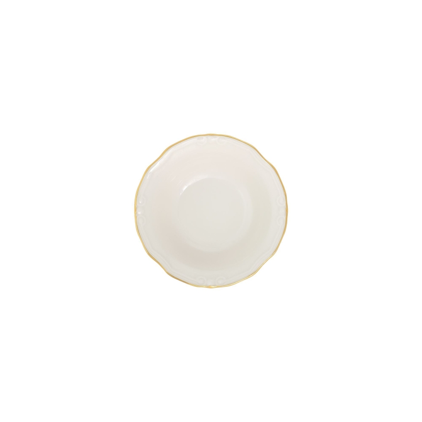 Service de table 53 pièces en porcelaine, blanc et doré
