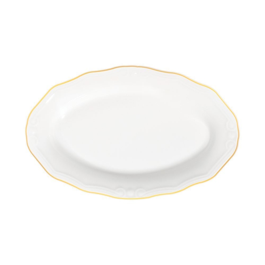Service de table 53 pièces en porcelaine, blanc et doré