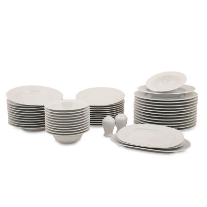 Service de table 53 pièces en porcelaine blanche