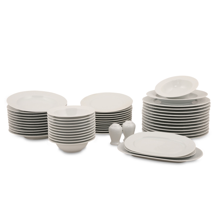 Service de table 53 pièces en porcelaine blanche
