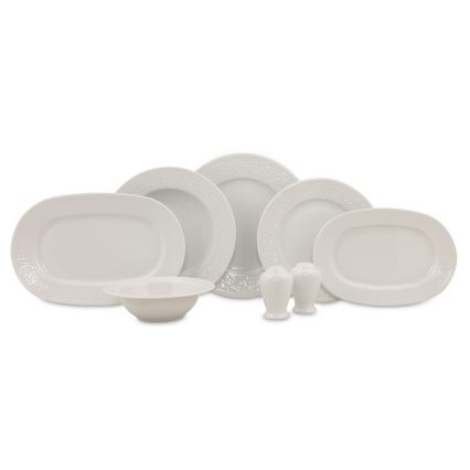 Service de table 53 pièces en porcelaine blanche