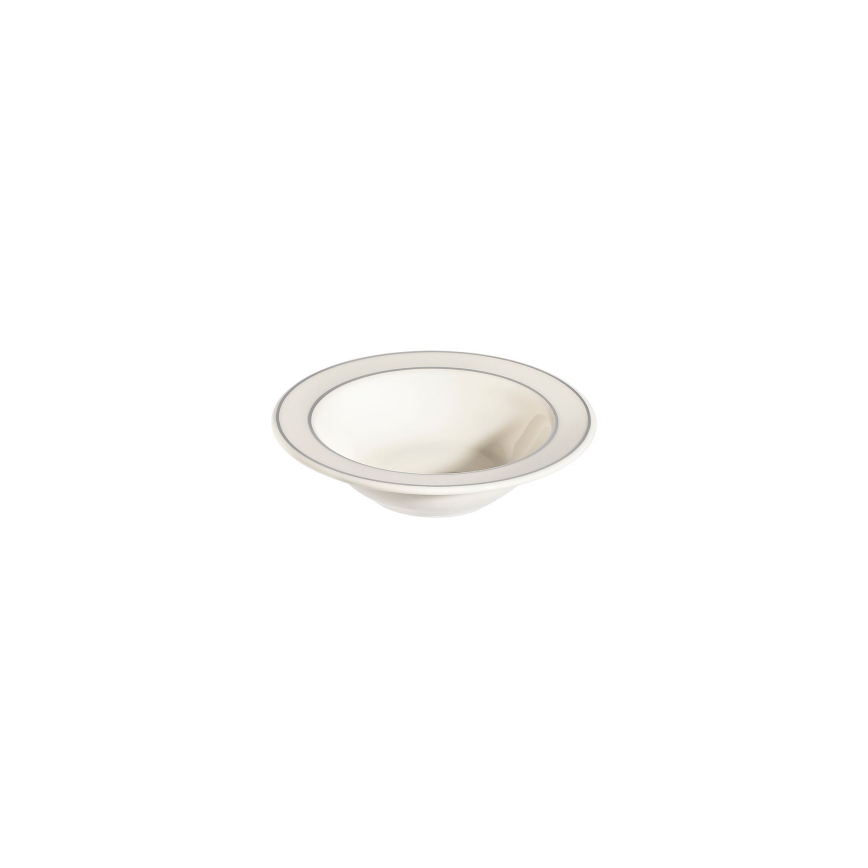 Service de table 53 pièces en porcelaine, finition crème et argentée
