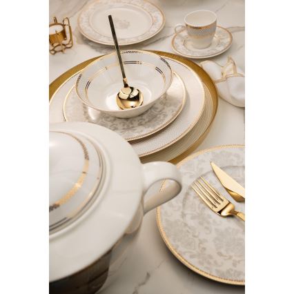 Service de table 68 pièces multicolore/porcelaine fine (bone china)