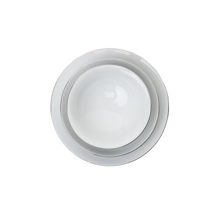 Service de table 8 pièces, blanc/argent, en porcelaine
